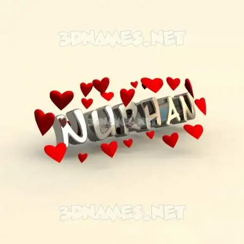 nurhan in In Love style - 3D name wallpaper