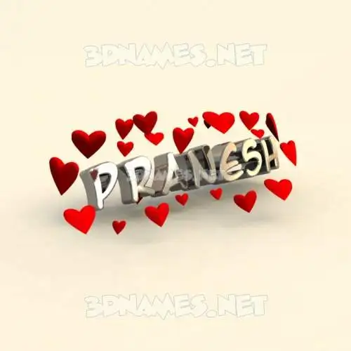 pranesh in In Love style - 3D name wallpaper