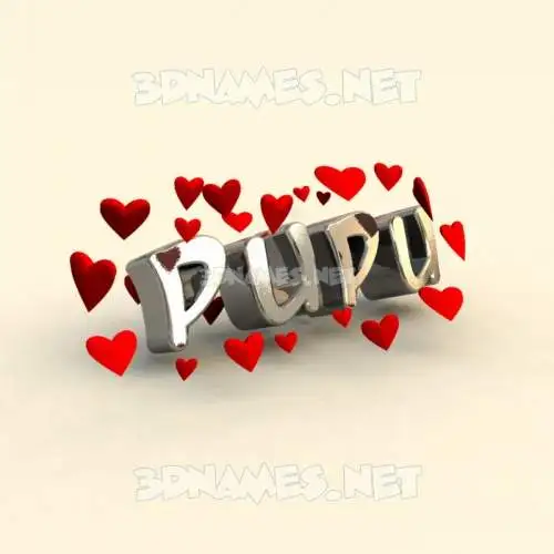 pupu in In Love style - 3D name wallpaper