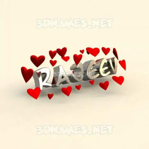 rajeev in In Love style - 3D name wallpaper