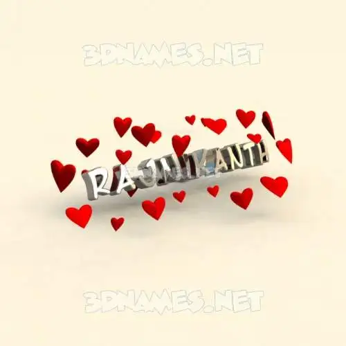 rajnikanth in In Love style - 3D name wallpaper