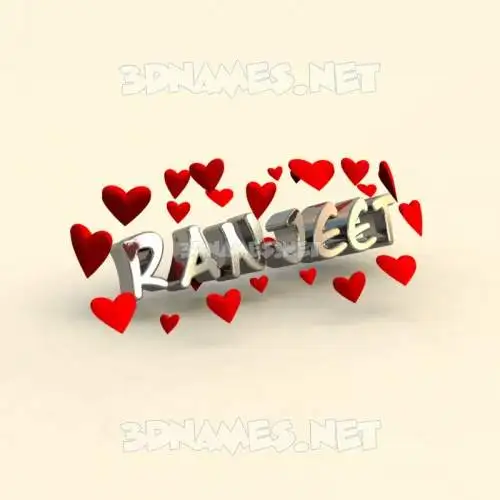 ranjeet in In Love style - 3D name wallpaper