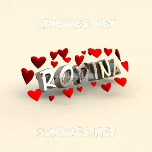 rodina in In Love style - 3D name wallpaper