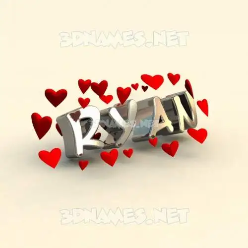 ryan in In Love style - 3D name wallpaper