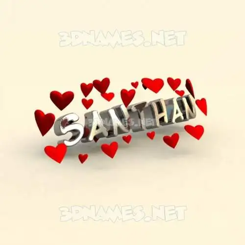 santhan in In Love style - 3D name wallpaper