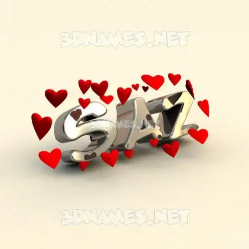 saz in In Love style - 3D name wallpaper