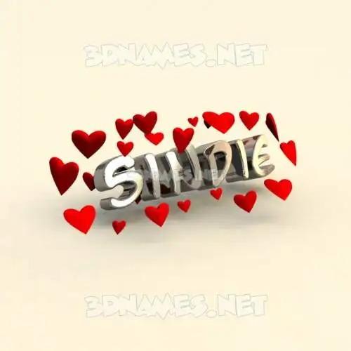 sindie in In Love style - 3D name wallpaper