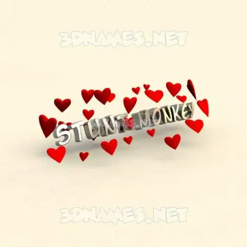 stunt monkey in In Love style - 3D name wallpaper stunt monkey in In Love style - 3D name wallpaper
