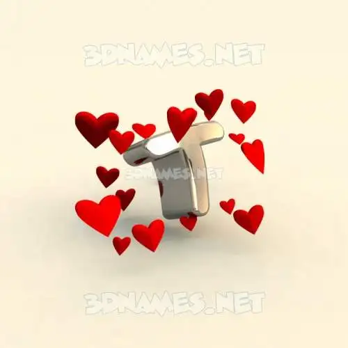 t in In Love style - 3D name wallpaper t in In Love style - 3D name wallpaper