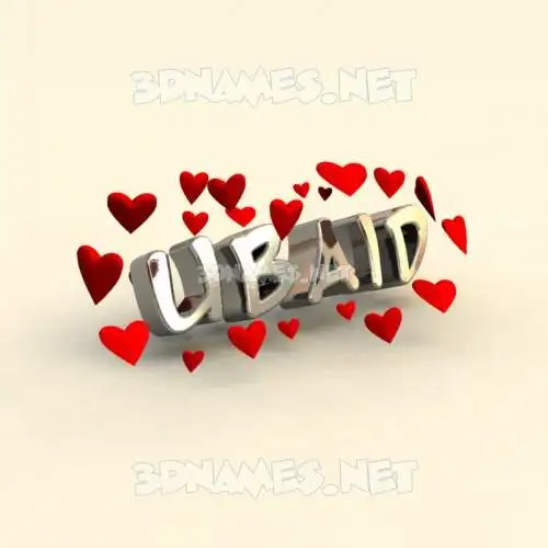 ubaid in In Love style - 3D name wallpaper