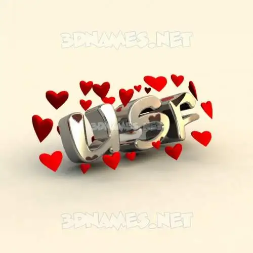 usf in In Love style - 3D name wallpaper