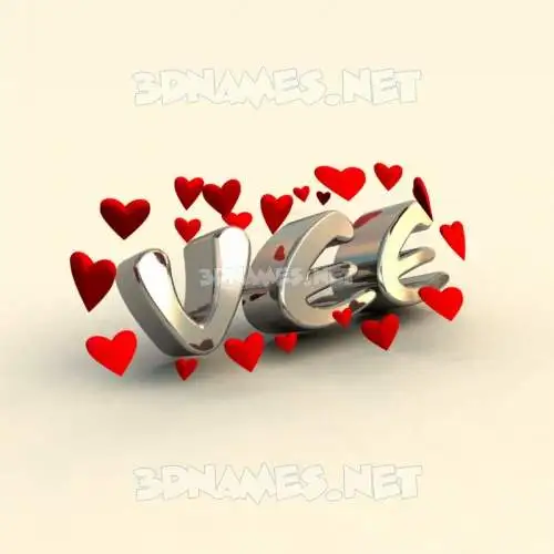 vee in In Love style - 3D name wallpaper
