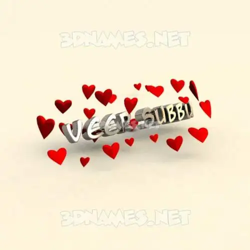 veer subbu in In Love style - 3D name wallpaper