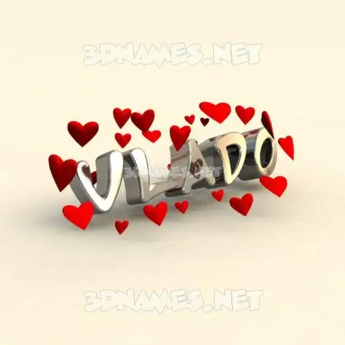 vlado in In Love style - 3D name wallpaper