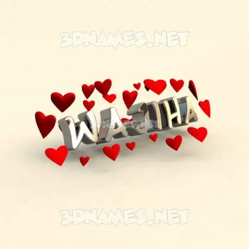 wajiha in In Love style - 3D name wallpaper
