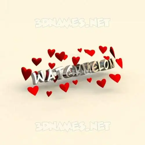 watermelon in In Love style - 3D name wallpaper
