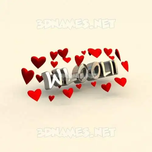 wloolii in In Love style - 3D name wallpaper