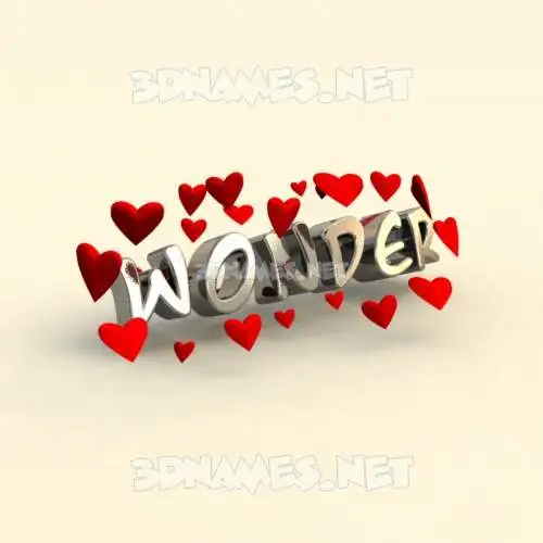 wonder in In Love style - 3D name wallpaper wonder in In Love style - 3D name wallpaper