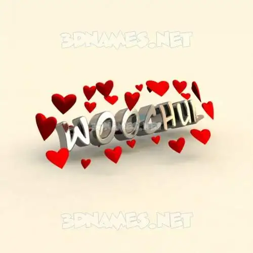 woochul in In Love style - 3D name wallpaper