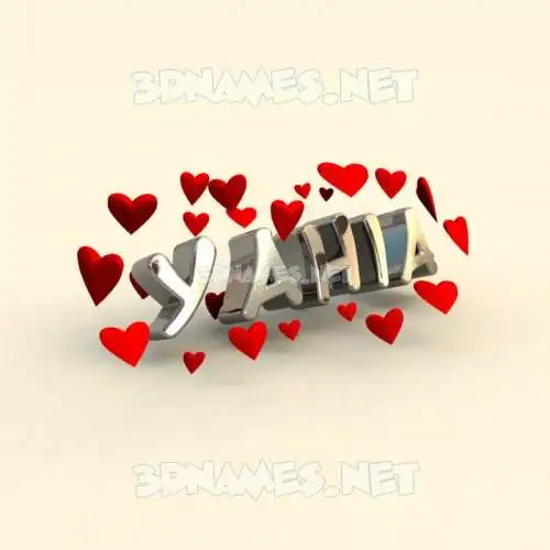 yahia in In Love style - 3D name wallpaper