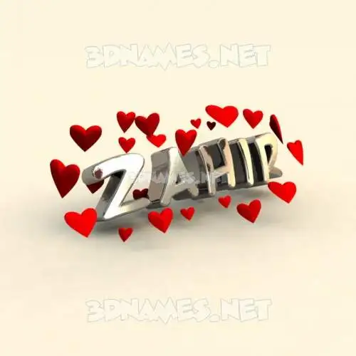 zahir in In Love style - 3D name wallpaper