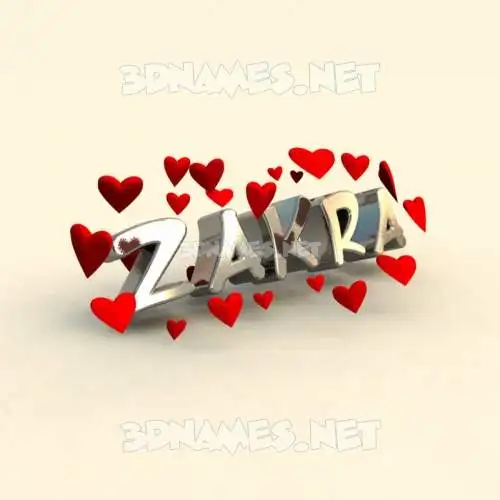 zakra in In Love style - 3D name wallpaper