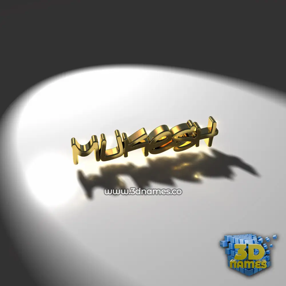 mukesh in Gold Shine style - 3D name wallpaper
