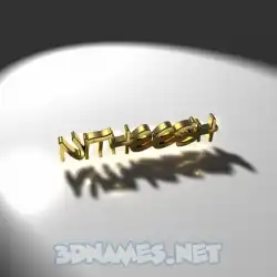 nitheesh in Gold Shine style - 3D name wallpaper