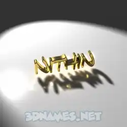 nithin in Gold Shine style - 3D name wallpaper
