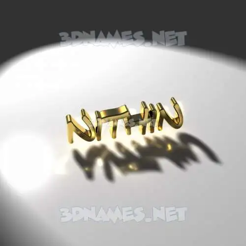 nithin in Gold Shine style - 3D name wallpaper