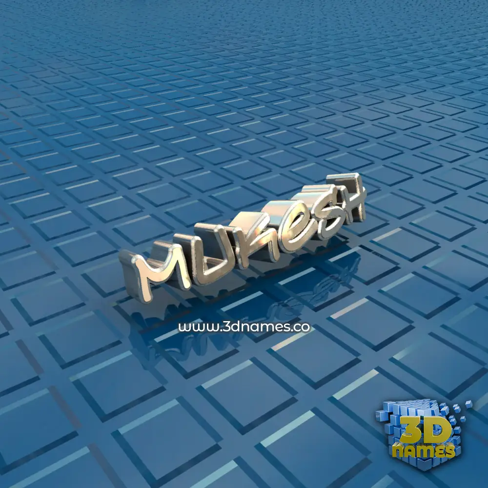 mukesh in Blue Bling style - 3D name wallpaper