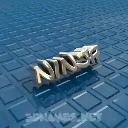 ninja in Blue Bling style - 3D name wallpaper
