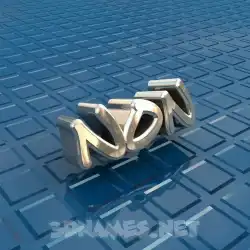 non in Blue Bling style - 3D name wallpaper