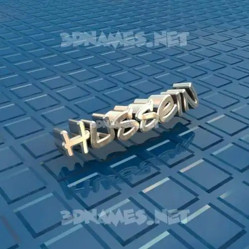 hussein in Blue Bling style - 3D name wallpaper