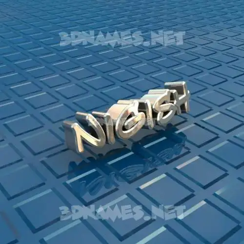 nigish in Blue Bling style - 3D name wallpaper