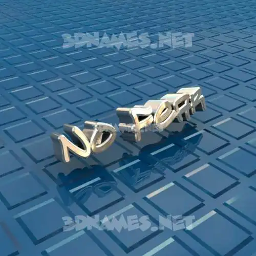 no fear in Blue Bling style - 3D name wallpaper