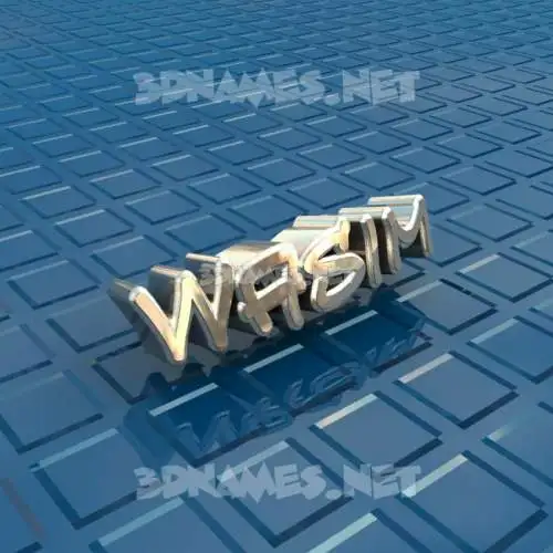 wasim in Blue Bling style - 3D name wallpaper
