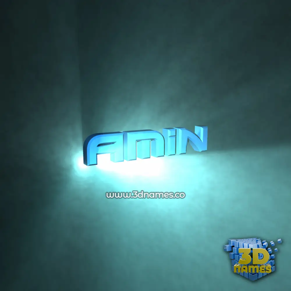 amin in Light Shine style - 3D name wallpaper