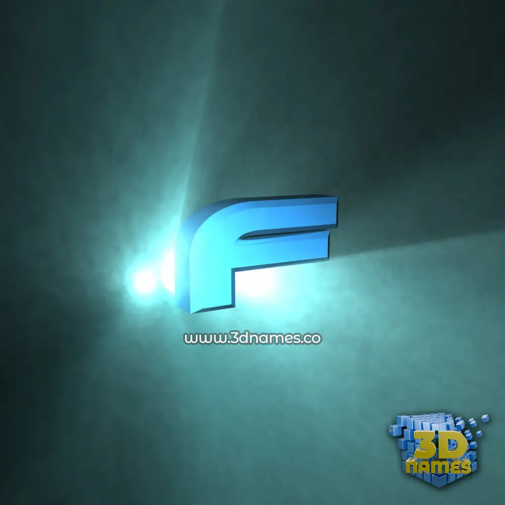 f in Light Shine style - 3D name wallpaper