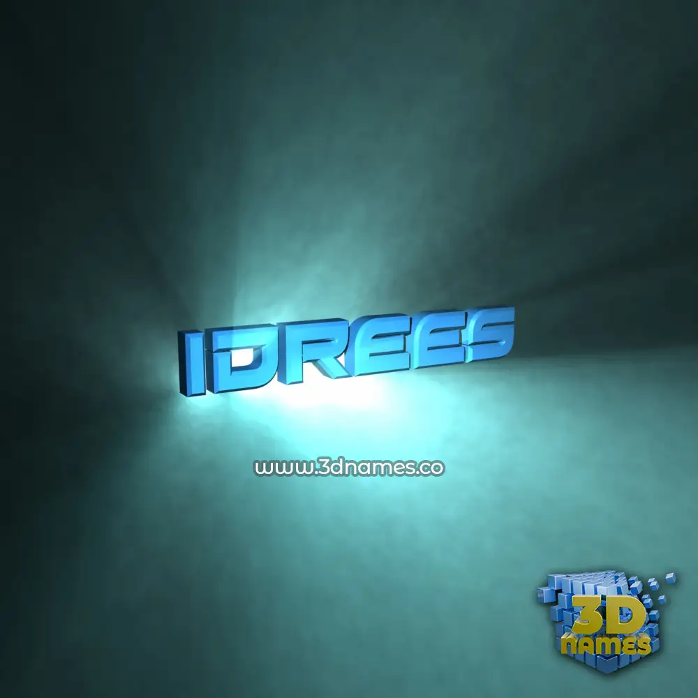 idrees in Light Shine style - 3D name wallpaper