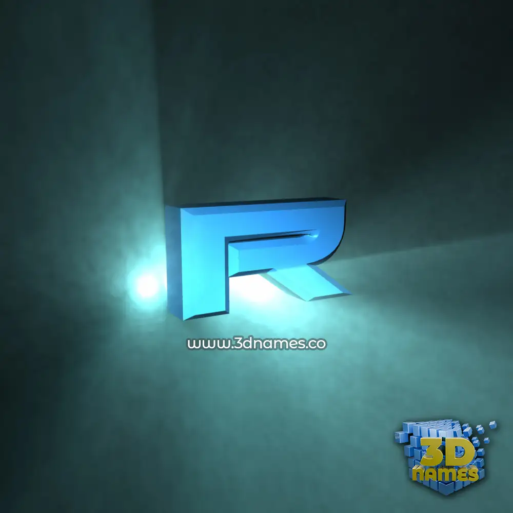 r in Light Shine style - 3D name wallpaper