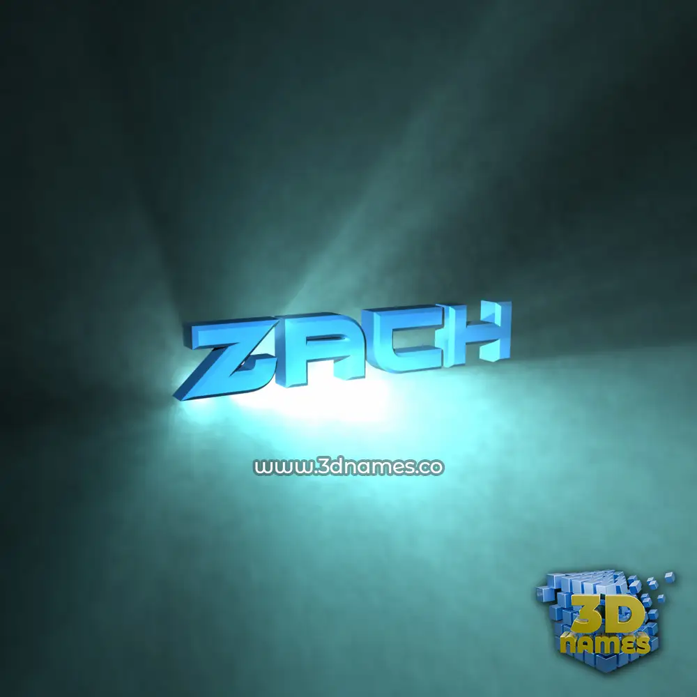 zach in Light Shine style - 3D name wallpaper