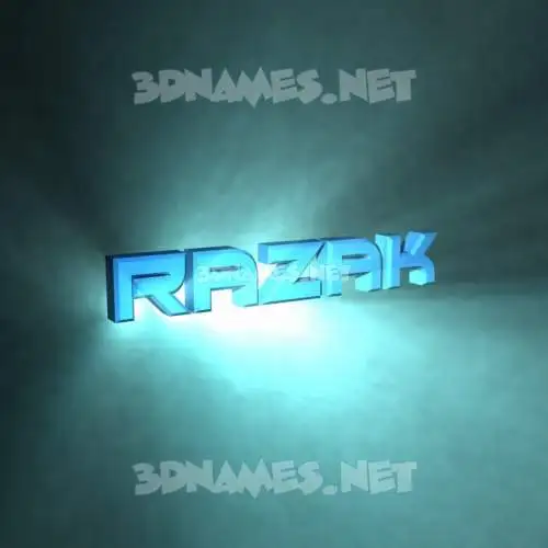 razak in Light Shine style - 3D name wallpaper