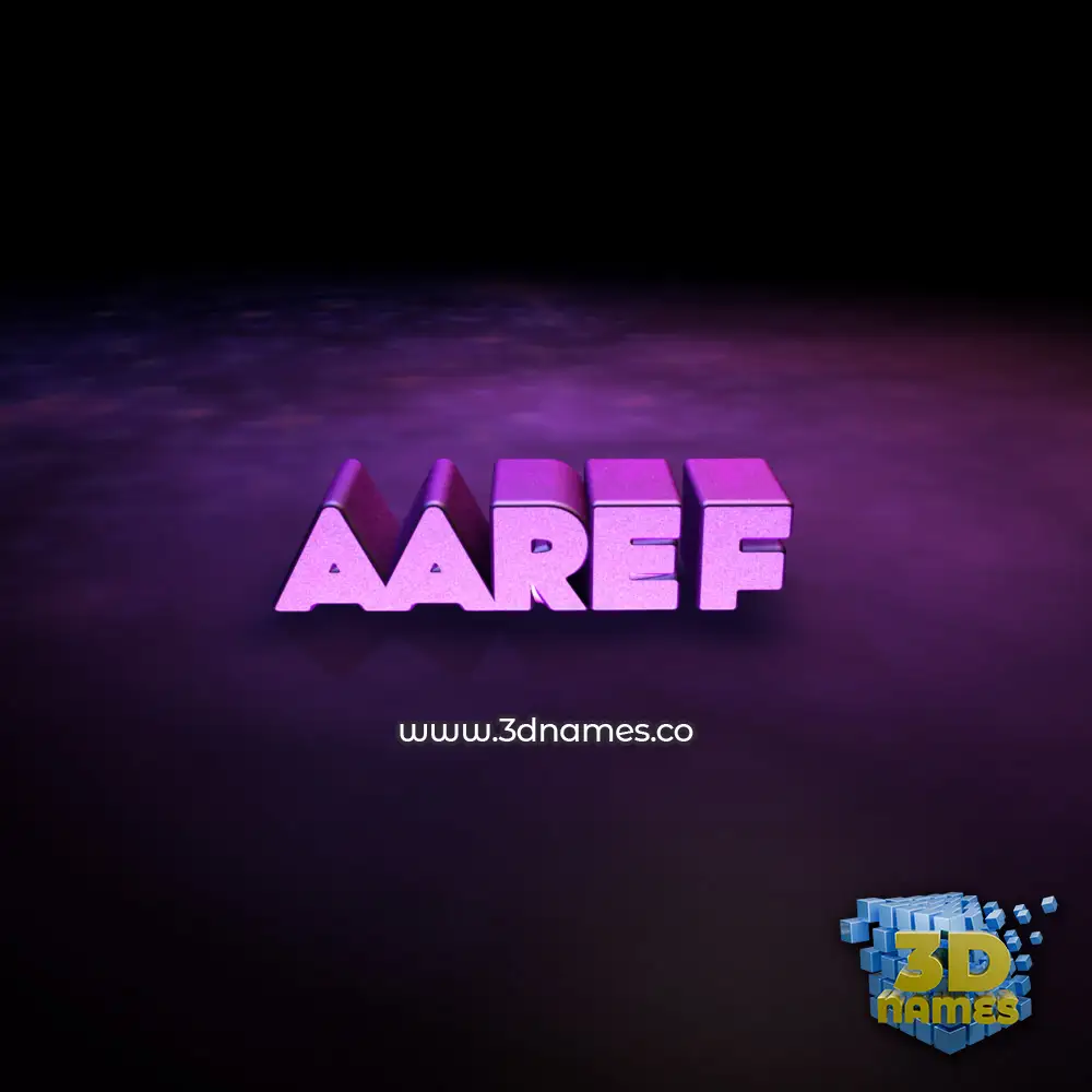 aaref in Big Purple style - 3D name wallpaper