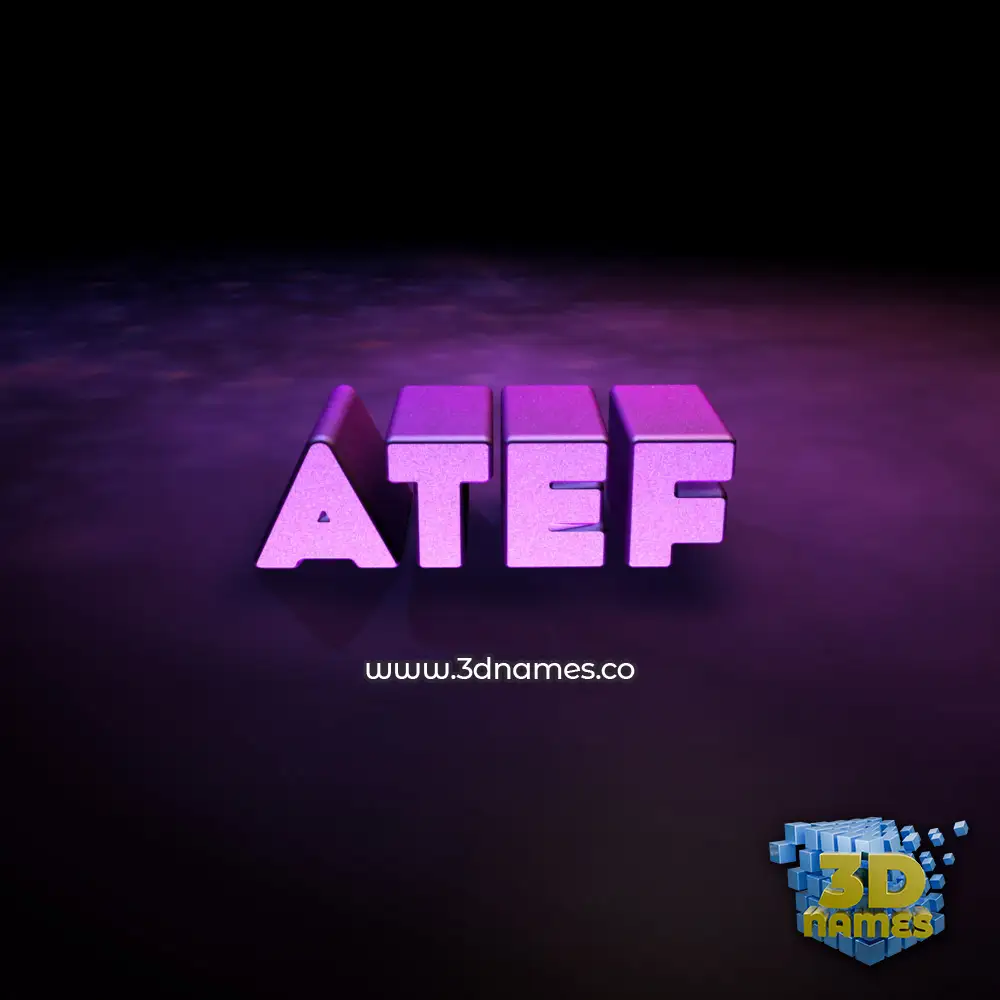 atef in Big Purple style - 3D name wallpaper atef in Big Purple style - 3D name wallpaper