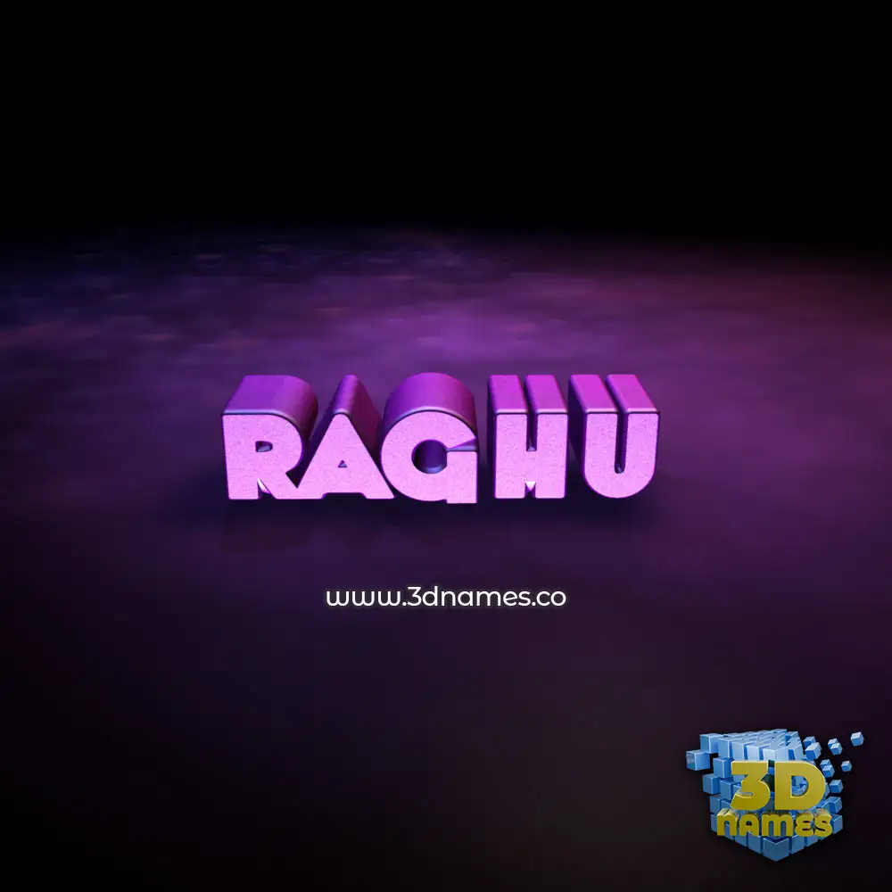 raghu in Big Purple style - 3D name wallpaper