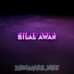 bilal awan in Big Purple style - 3D name wallpaper