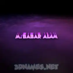 m.babar alam in Big Purple style - 3D name wallpaper