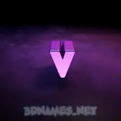 v in Big Purple style - 3D name wallpaper