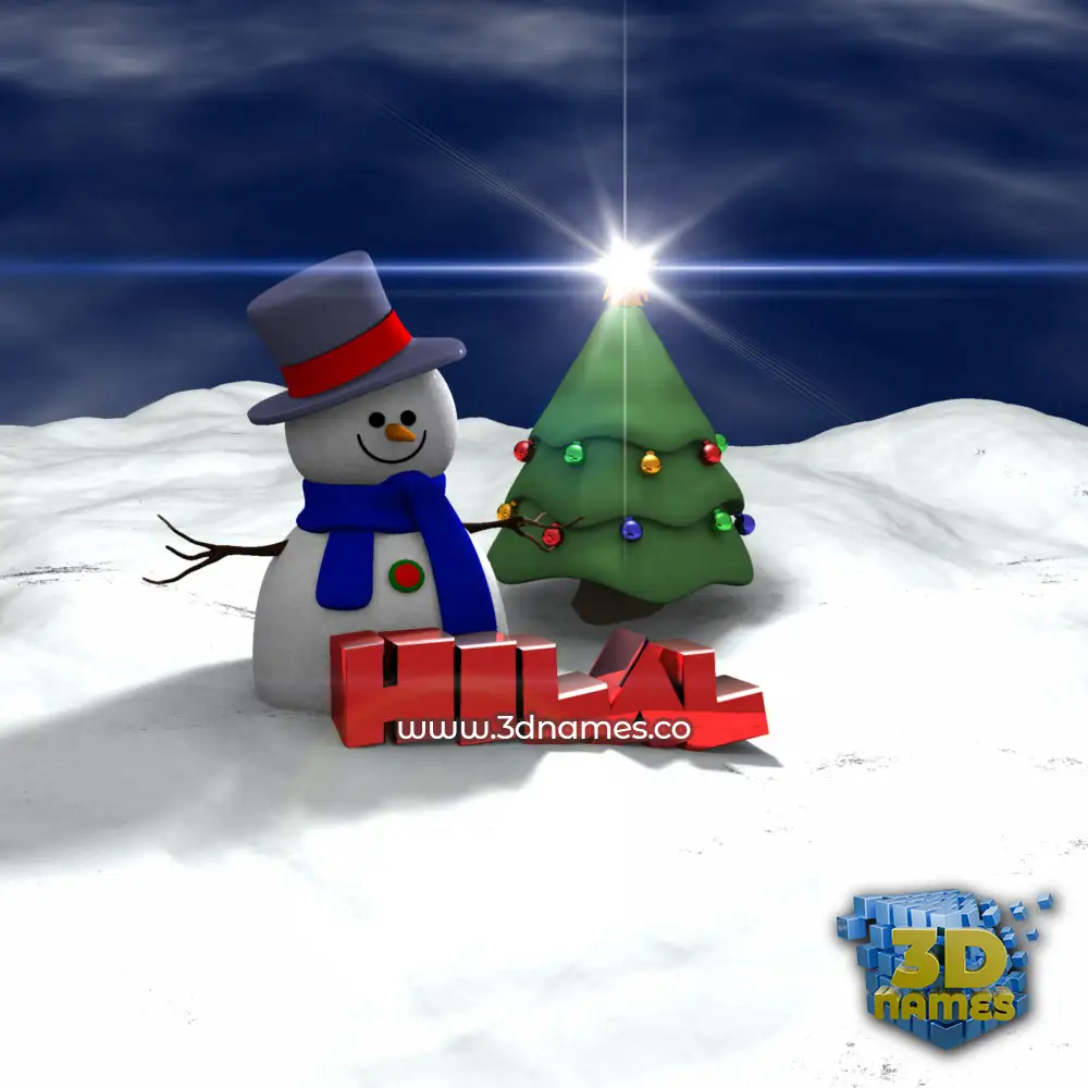 hilal in Happy Xmas style - 3D name wallpaper hilal in Happy Xmas style - 3D name wallpaper